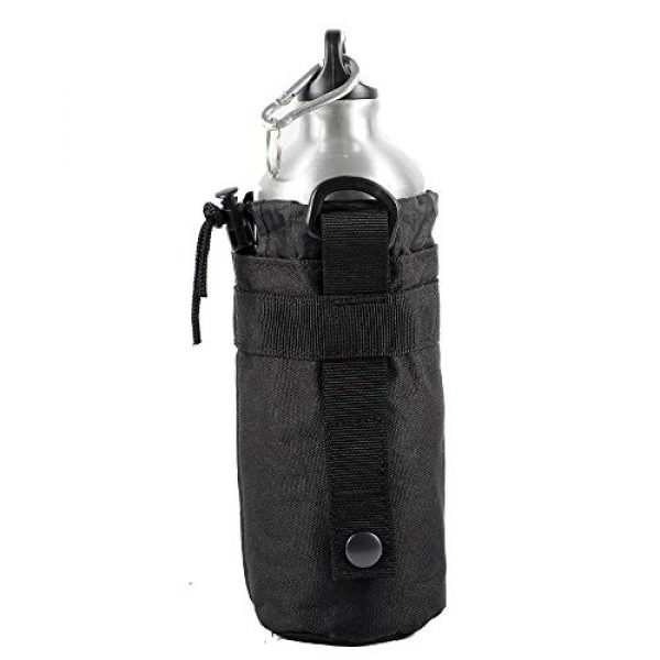 DONGKER Tactical Pouch 2 Tactical Water Bottle Pouch, Tactical Bottle Holder Hydration Carrier Mesh Bottom with Drawstring Tactical Holder Storage Bag for Outdoor Hiking , Cycling, Hunting (Black)