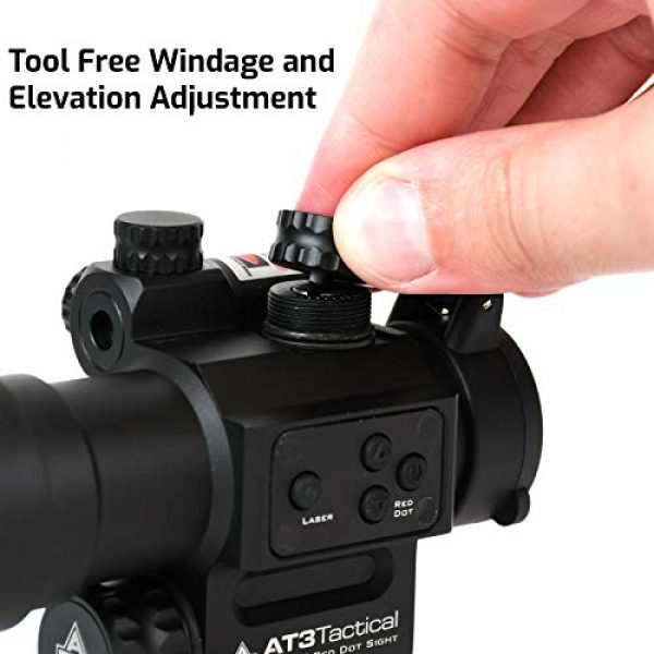 AT3 Tactical Rifle Scope 4 AT3 LEOS Red Dot Sight with Integrated Green Laser Sight - 2 MOA Red Dot Scope with Flip Up Lens Caps