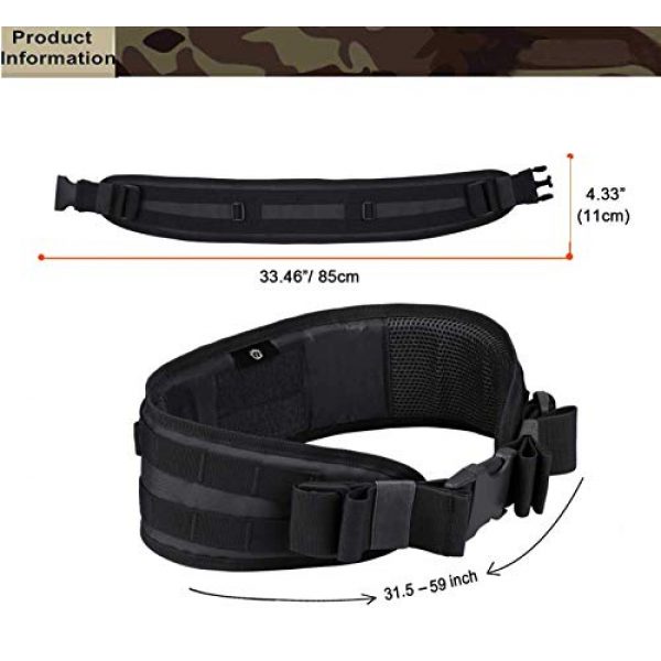 Selighting Tactical Belt 2 MOLLE Padded Patrol Belt with Waist Protection Nylon Tactical Protective Waist Belt for Combat Outdoor Airsoft Paintball