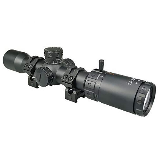 Persei Rifle Scope 3 Persei 1.5-15x32 Rifle Scope with Red Illuminated Glass Reticle 30mm Tube and Medium Profile Scope Rings