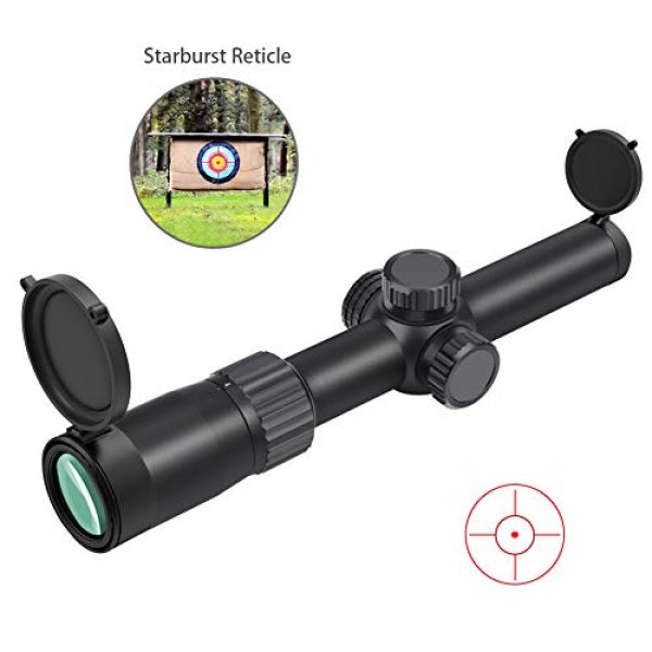Feyachi Rifle Scope 5 Feyachi Tactical Optics Falcon 1-4x24 Rifle Scope Red Illuminated Starburst Reticle Riflescopes for Hunting Shooting, 30mm (1.2") Tube Matte Black