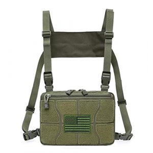 Jadedragon Tactical Backpack 1 Tactical Chest Front Bag Pouch Harness Bag Multipurpose Concealed EDC Carry Pouch Sport Backpack Daypack Tactical Chest Rig for Hiking,Bicycling,Motorcycle Riding,Fishing (Green)