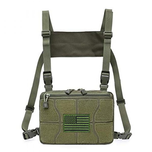 Jadedragon Tactical Backpack 1 Tactical Chest Front Bag Pouch Harness Bag Multipurpose Concealed EDC Carry Pouch Sport Backpack Daypack Tactical Chest Rig for Hiking,Bicycling,Motorcycle Riding,Fishing (Green)
