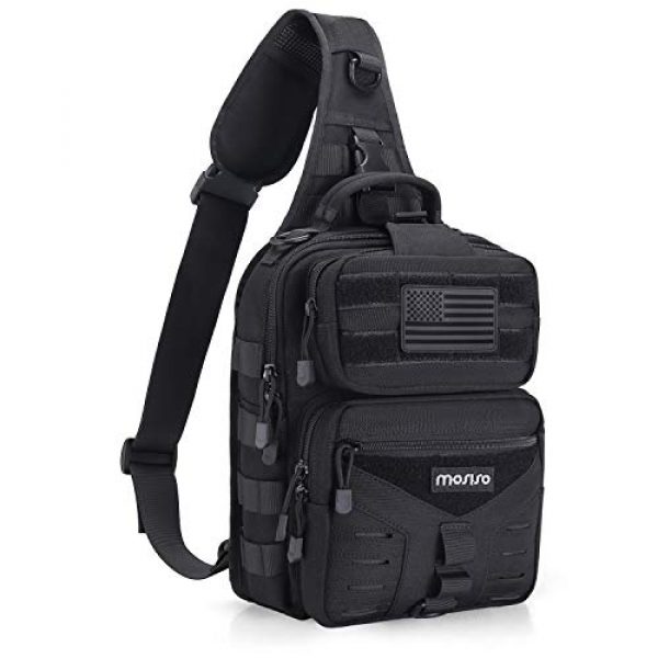 MOSISO Tactical Backpack 1 MOSISO Tactical Backpack, One Shoulder Slingbag Military Army Assault Molle Rucksack Everyday Carrying Daypack with USA Flag Patch for Outdoor Sports Hiking Hunting Fishing Camping Training, Black