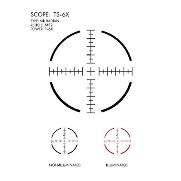 U.S. Optics Rifle Scope 2 US Optics TS 1-6x24mm; 30 mm Tube; Digital Red Riflescope TS-6X-MS2-USO