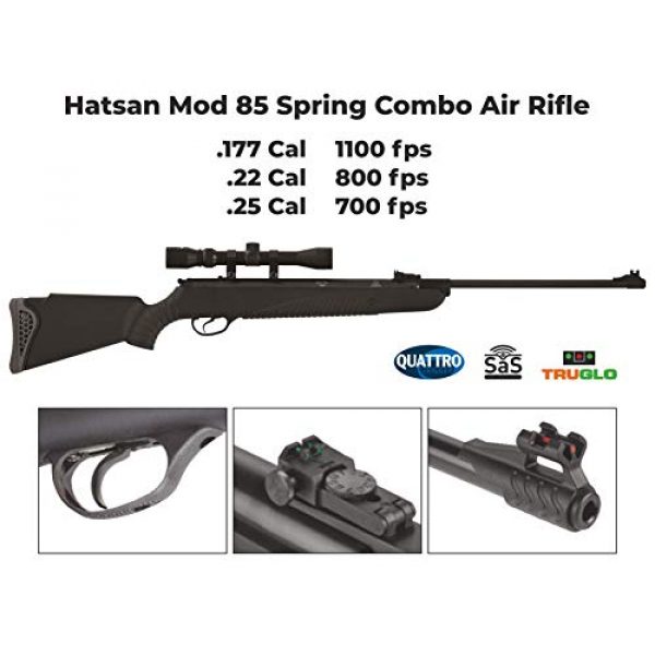 Wearable4U Air Rifle 4 Hatsan Mod 85 Spring Combo Air Rifle with Wearable4U 100x Paper Targets and Lead Pellets Bundle