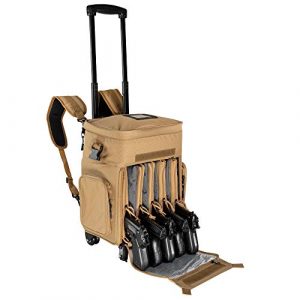 Calissa Offshore Tackle Tactical Backpack 1 Calissa Offshore Tackle Backpack -"Apollo 2" Tactical Rolling Pistol Case Gun Range Bag for Shooting Gear, Ammo, Hunting Supplies, Firearms Storage, Fishing Equipment " 5 Pouch Compartment Organizer