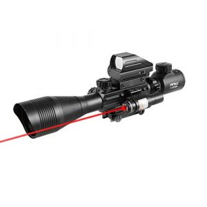 Pinty Rifle Scope 1 Pinty Rifle Scope 4-12x50EG Rangefinder Mil Dot Tactical Reticle Scope with Laser Sight and Red Dot Sight