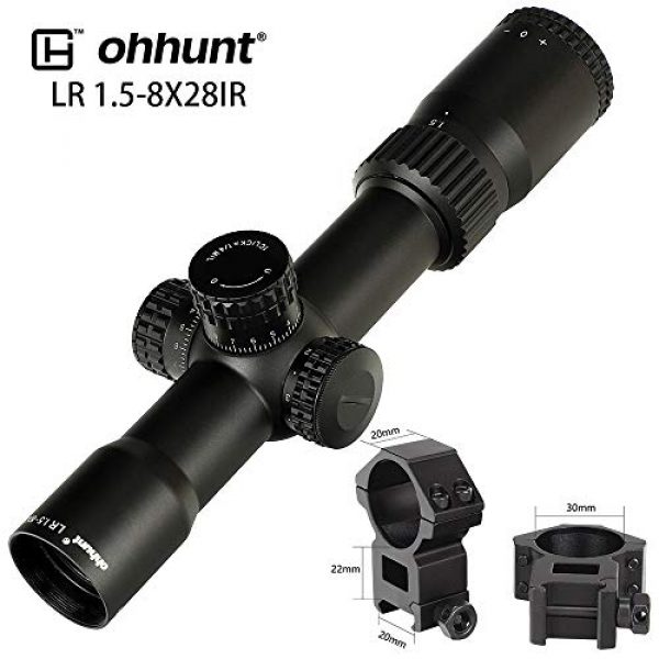ohhunt Rifle Scope 6 ohhunt LR 1.5-8X28 Compact Hunting Scope Mil Dot Reticle Red Illumination Rifle Scopes