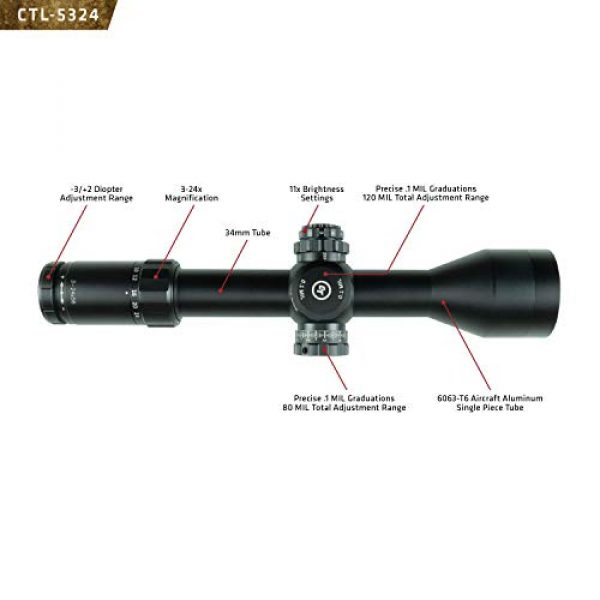 Crimson Trace Rifle Scope 3 Crimson Trace 5-Series, 3-24x56mm, FFP LR1-MIL, Tactical Rifle Scope