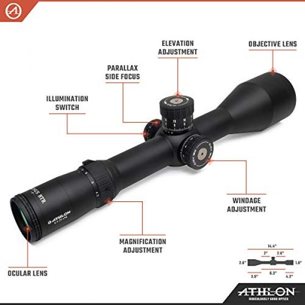 Athlon Optics Rifle Scope 2 Athlon Optics , Cronus BTR , Riflescope , 4.5-29 x 56 First Focal Plane (FFP) 34mm Tube, Illuminated APRS MIL Reticle ,