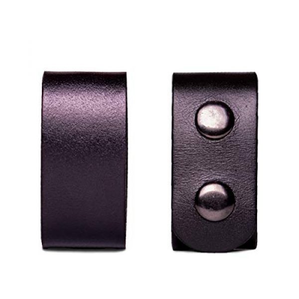 POYOLEE Tactical Belt 4 POYOLEE Duty Belt Keeper with Double Snaps, Fit 2 inch Tactical Belt, 4-Pack, Durable Genuine Leather, Black