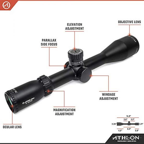 Wearable4U Rifle Scope 2 Athlon Optics Midas TAC Direct Dial Elevation and Capped Windage Turrets, Side Focus Riflescope with Included Wearable4U Lens Cleaning Pen and Lens Cleaning Cloth Bundle