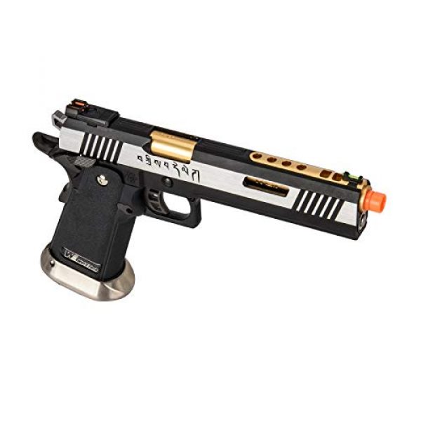 Lancer Tactical Airsoft Pistol 4 Lancer Tactical WE-Tech Hi-Capa 6" IREX Full Auto Competition GBB Airsoft Pistol Black Silver Gold with Markings