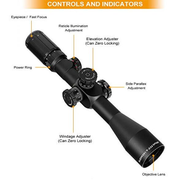 ohhunt Rifle Scope 3 ohhunt FFP 4-14X44 SFIR First Focal Plane Riflescope RG Illuminated Scope with Mount