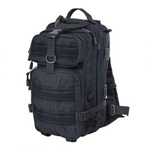 Flying Circle Tactical Backpack 1 Presidio Tactical Assault Backpack - Military Approved Compact Backpack Made of Water Resistant 900 Denier Polyester - Good from School to Combat - Features Large Center Pocket & MOLLE Webbing [Black]