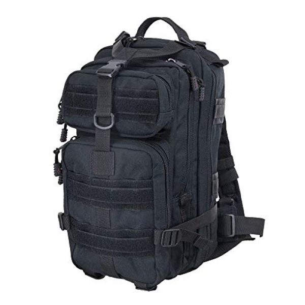 Flying Circle Tactical Backpack 1 Presidio Tactical Assault Backpack - Military Approved Compact Backpack Made of Water Resistant 900 Denier Polyester - Good from School to Combat - Features Large Center Pocket & MOLLE Webbing [Black]