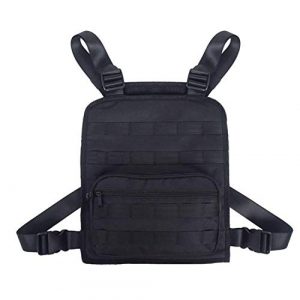JFFCE Tactical Backpack 1 Tactical Chest Bag Pouch MOLLE Chest Panel Harness Multipurpose EDC Carry Pouch Tactical Chest Rig Black
