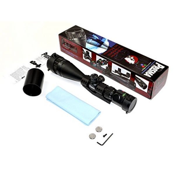 Presma Rifle Scope 2 Presma 4-16X50 Precision Hunting Rifle Scope with Crystal Clear RXR and Easy to Use Range Estimation and Red, Green and Blue Illuminated Mil-Dot Reticle,