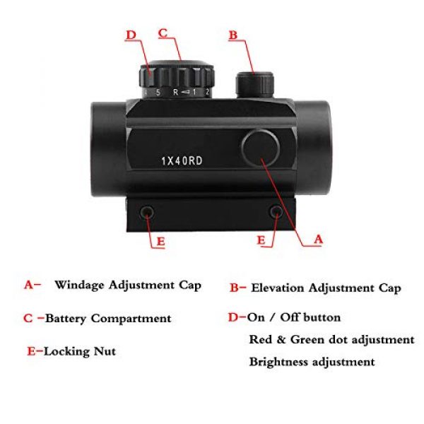 TGUANG Rifle Scope 6 TGUANG 1x40 Riflescope Tactical Red Dot Scope Sight Hunting Holographic Green Dot Sight with 11mm 20mm Rail Mount