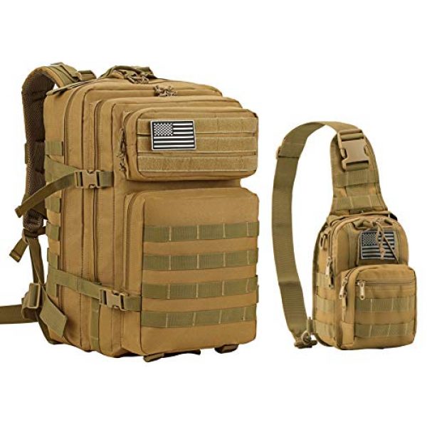 Luckin Packin Tactical Backpack 1 Luckin Packin Tactical Backpack,Military Backpack 45L with Tactical Sling Bag Khaki