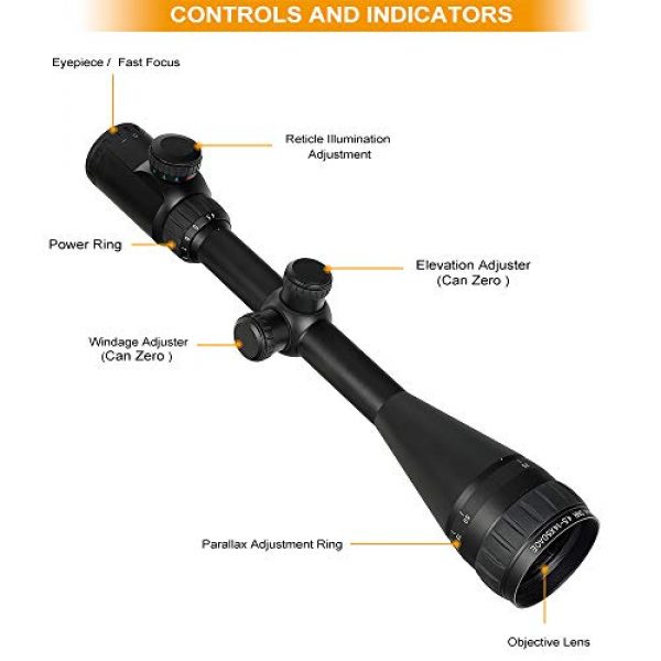 ohhunt Rifle Scope 3 ohhunt 4.5-14x50 AOE Hunting Riflescope Red Glass Etched Cross Reticle Optical Sights Scope with One Piece Mount Rings