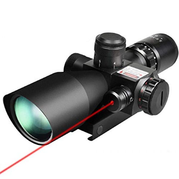 QILU Rifle Scope 1 QILU 2.5-10x40e Red & Green Illuminated Scope, Red Dot Scope Airsoft Scope Reflex Sight Gun Sights with Red Laser & 20mm Mounts