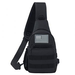 Jueachy Tactical Backpack 1 Tactical Sling Bag Military Shoulder Molle Chest Pack Shoulder Sling Backpack with USA Flag Patch