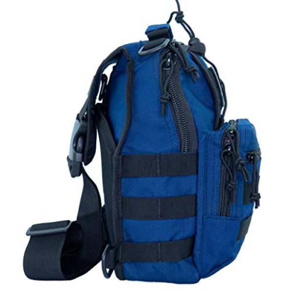LINE2design Tactical Backpack 7 LINE2design Complete Sling Backpack Kit - EMS EMT Trauma First Aid Emergency Response Fully Stocked Survival Molle Kit - Stop Bleeding Safety Rescue Perfect Upgraded Outdoor Shoulder Bag Pack - Navy
