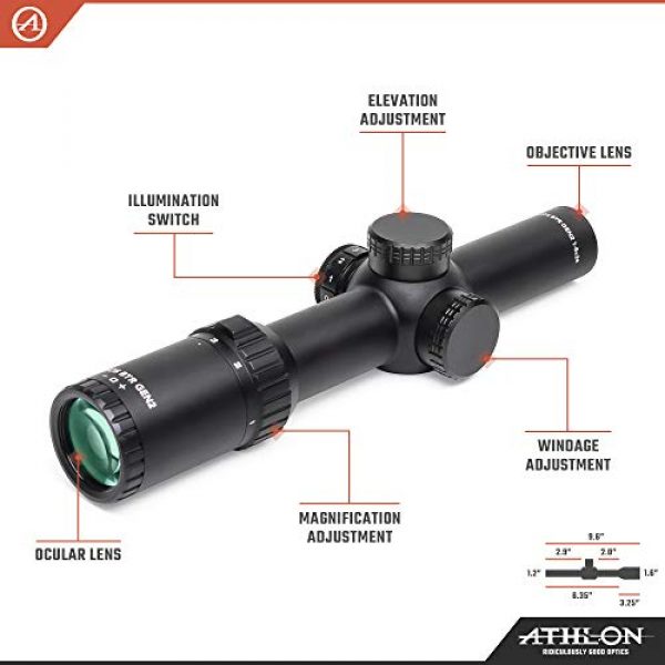 Athlon Optics Rifle Scope 2 Athlon Optics Argos BTR GEN2 1-8x24 Riflescope - ATSR5 SFP IR BDC, Black