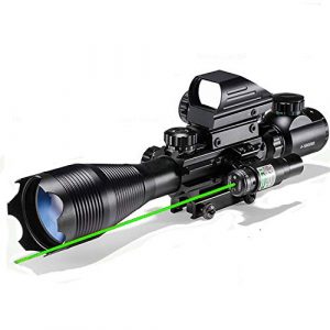 XOPin Rifle Scope 1 Rifle Scope Hunting Combo 4-16x50EG Dual Illuminated with Laser sight 4 Holographic Reticle Red/Green Dot for Weaver/Rail Mount