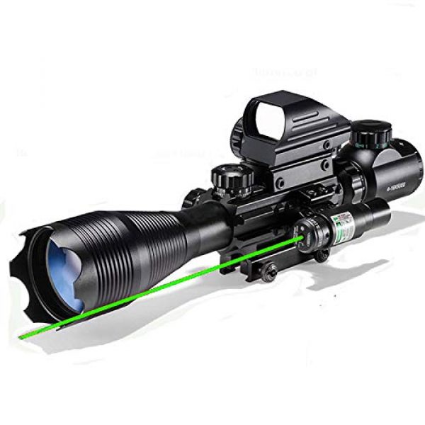 XOPin Rifle Scope 1 Rifle Scope Hunting Combo 4-16x50EG Dual Illuminated with Laser sight 4 Holographic Reticle Red/Green Dot for Weaver/Rail Mount