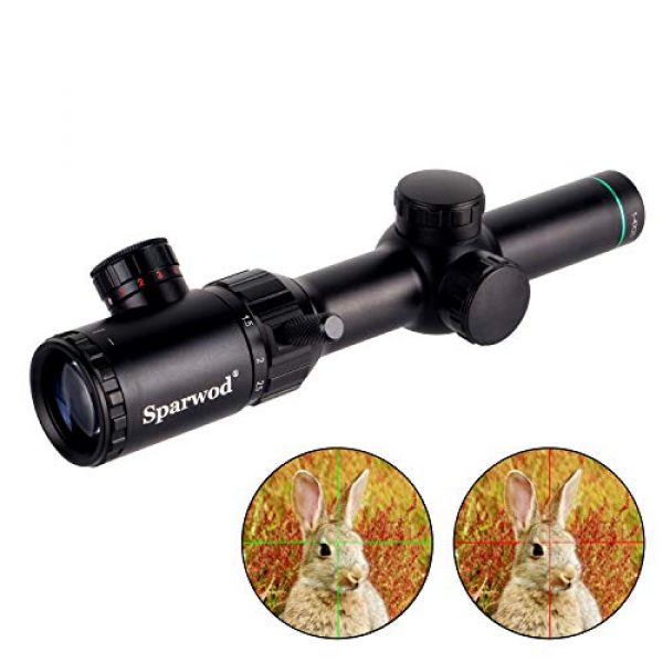 Sparwod Rifle Scope 6 Sparwod 1-4X20mm Rifle Scope,Mid-Range Red/Green Crosshair Shockproof Riflescope with Flip Up Lens Covers and High Profile Scope Rings