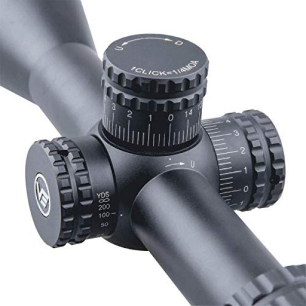 Vector Optics Rifle Scope 3 Vector Optics Hugo 3-12x44 Second Focal Plane (SFP) Riflescope, 25.4mm Tube, 1/4 MOA Per Click Adjustment, Turret Lock System, Free Mount Rings, Lens Caps, 3 Inches Sunshade