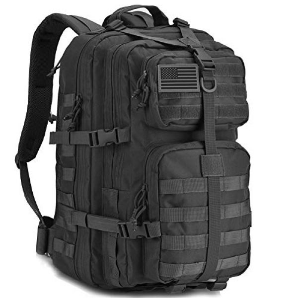 REEBOW GEAR Tactical Backpack 1 REEBOW GEAR Military Tactical Backpack Large Army 3 Day Assault Pack Molle Bug Bag Backpacks Rucksacks for Outdoor Sport Hiking Camping Hunting 40L Black