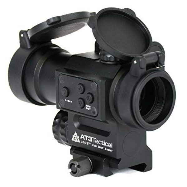 AT3 Tactical Rifle Scope 7 AT3 LEOS Red Dot Sight with Integrated Green Laser Sight - 2 MOA Red Dot Scope with Flip Up Lens Caps