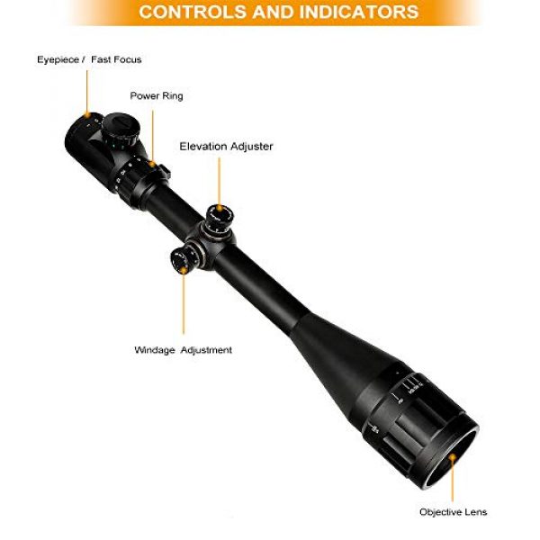 ohhunt Rifle Scope 2 ohhunt 6-24x50 AOEG Rangefinder Reticle Hunting Rifle Scopes Scope Protector Cover 25.4mm Picatinny Rings