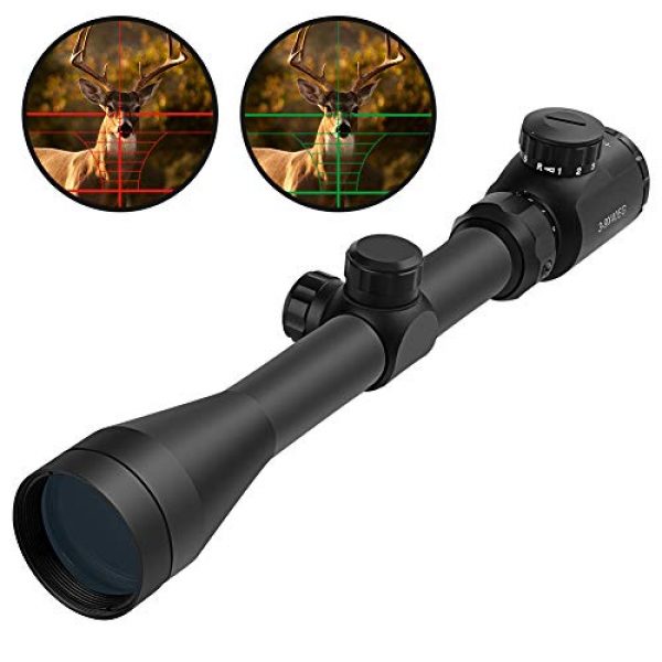 OTW Rifle Scope 7 OTW Tactical Rifle Scope 3-9X40 Red & Green Illuminated Crosshair Reticle Optics Scopes for Hunting Shooting