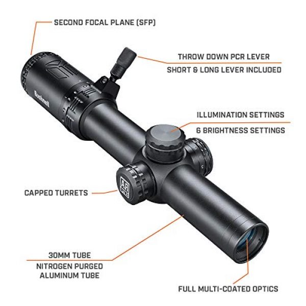 Bushnell Rifle Scope 2 Bushnell 1-8x24 AR Optics Ill BTR-2, Black (AR71824I)