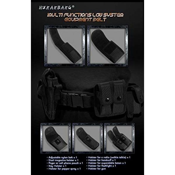 Tomixxx Tactical Belt 6 HUNANBANG Black Law Enforcement Tactical Equipment System Set 10 pcs (10pcs Belt Set)