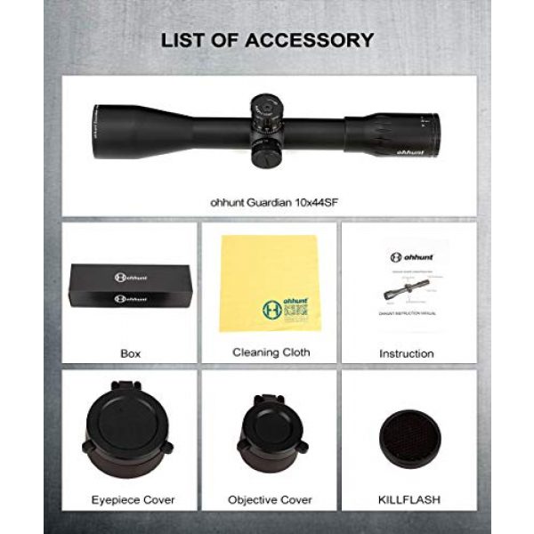 ohhunt Rifle Scope 7 ohhunt Guardian 10X44 SF Hunting Riflescopes Side Parallax Turrets Lock Reset Fixed Magnification 10X Scope