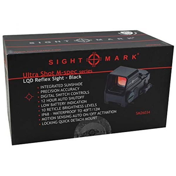 Sightmark Rifle Scope 7 Sightmark Ultra Shot M-Spec Reflex Sight, 65 MOA Circle-Dot Bundle with 2 Extra Energizer CR123 Batteries and Lightjunction Battery Case