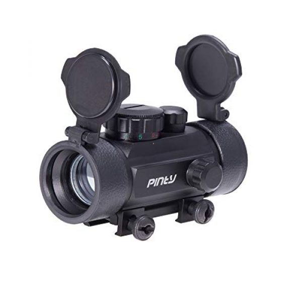 Pinty Rifle Scope 1 Pinty 30mm Reflex Red Green Dot Sight Scope 0.5 MOA with Flip Up Lens Cover Cap