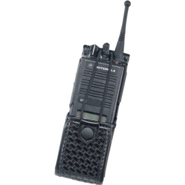 Uncle Mike's Tactical Pouch 1 Uncle Mike's Mirage Basketweave Duty Radio Case (Size 4, Black) with Swivel Belt Loop