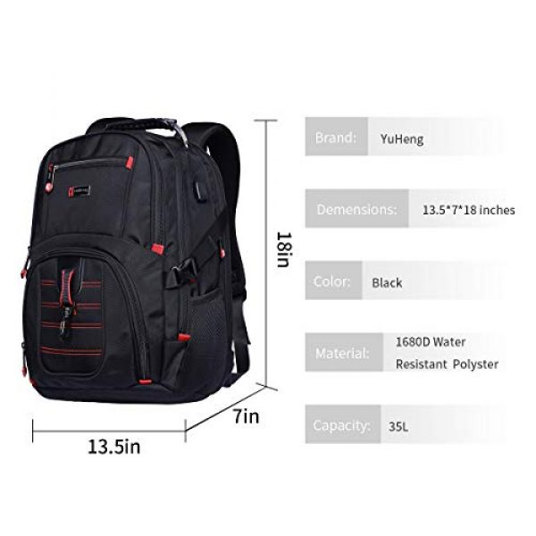 YuHeng Tactical Backpack 6 YuHeng Extra Large Backpack for Men, Water Resistant Travel Business Hiking Backpacks with USB Charging Port fits 17 Inch Laptop
