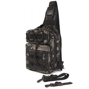 CamGo Tactical Backpack 1 Tactical Sling Backpack Fly Fishing Tackle Bag Unisex MOLLE Casual Daypack for Fishing Hunting Hiking Trvel
