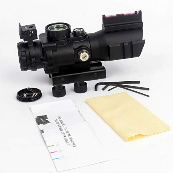 Luger Rifle Scope 5 Luger Triple Red/Green/Blue 4x32mm Prism Rifle Scope Illuminated Top Fiber Optic Sight