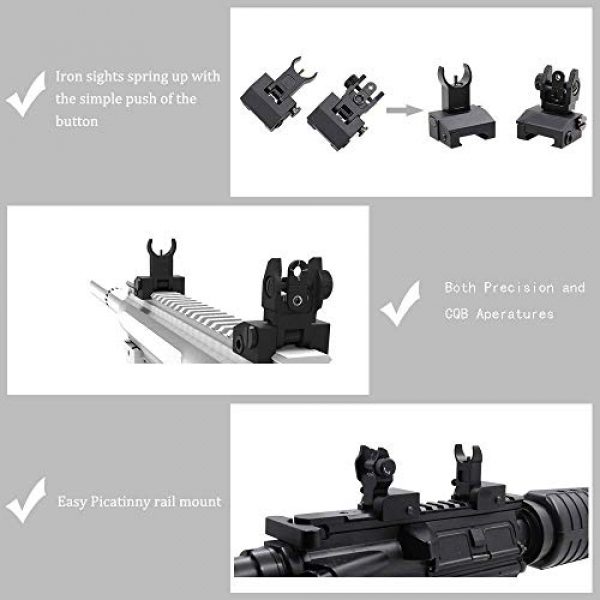 KTAIS Rifle Sight 4 KTAIS Flip up Front Rear Iron Sight Set Dual Half Moon Shape BUIS Sights fit 20mm Mount of Hunting Gun Rifle Airsoft Accessory (Color : Black)