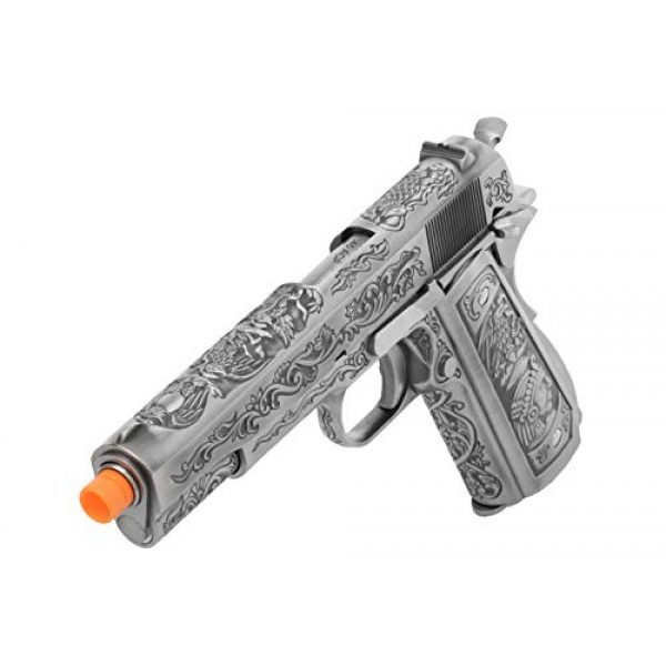 Lancer Tactical Airsoft Pistol 5 Lancer Tactical WE Full Metal Airsoft Gas Blowback Floral Pattern Pistol 1911 Silver