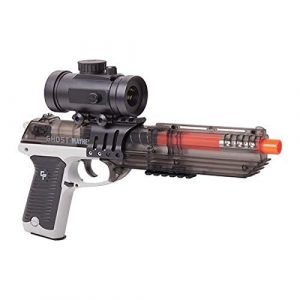 Game Face Airsoft Pistol 1 Game Face GFM39PGS Ghost Mayhem Spring-Powered, Single Shot Pistol with Red Dot Scope, Grey/Smoke